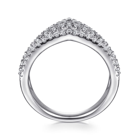 14K White Gold Diamond Chevron Ring angle 2