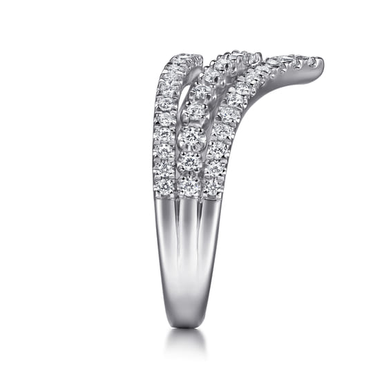 14K White Gold Diamond Chevron Ring angle 4