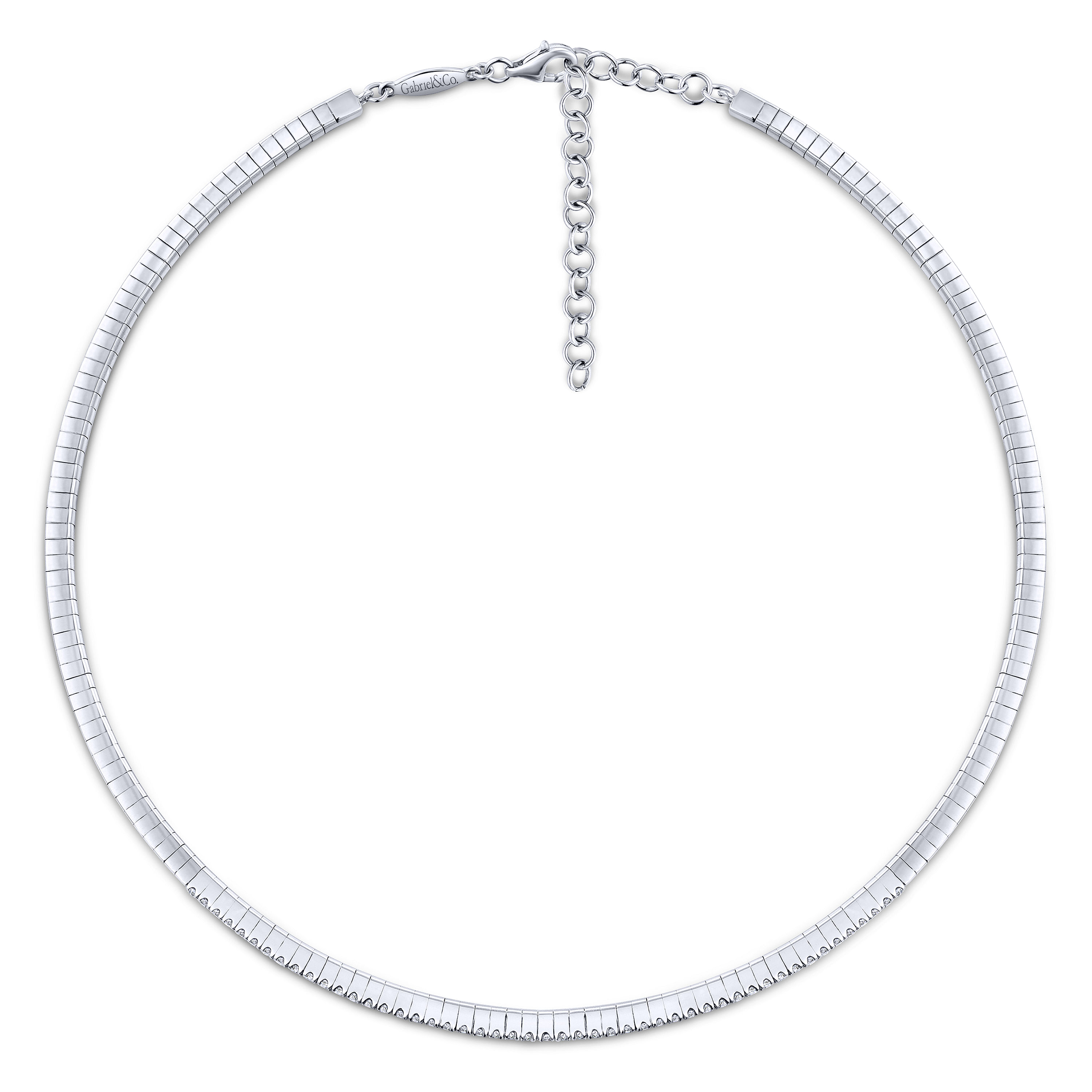 14K White Gold Diamond Choker Necklace