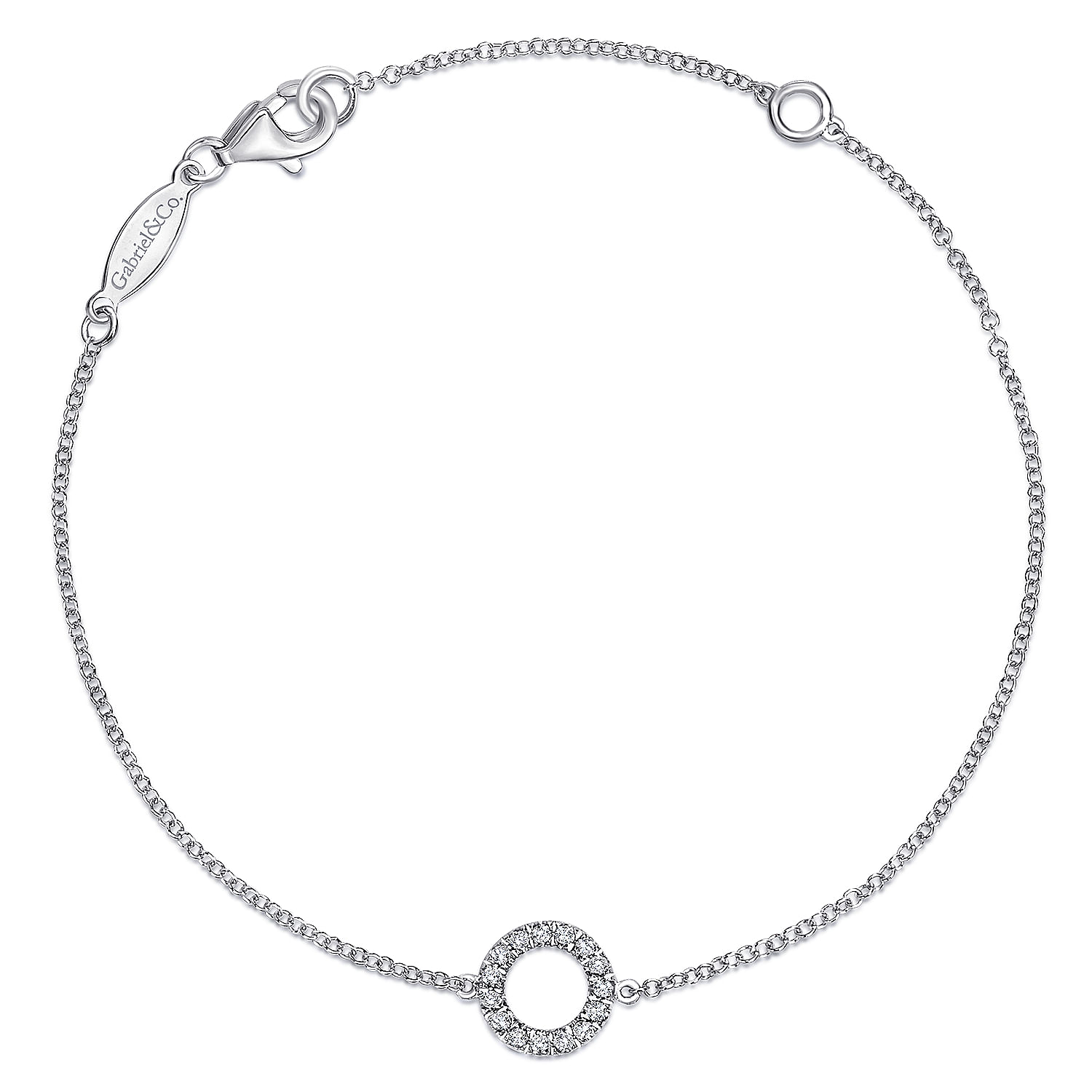 14K White Gold Diamond Circle Chain Bracelet