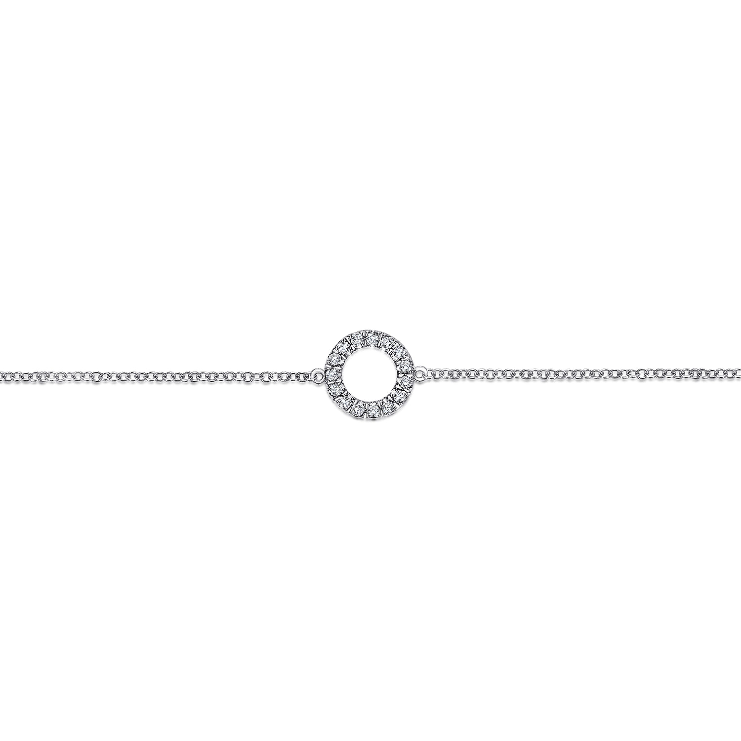 14K White Gold Diamond Circle Chain Bracelet
