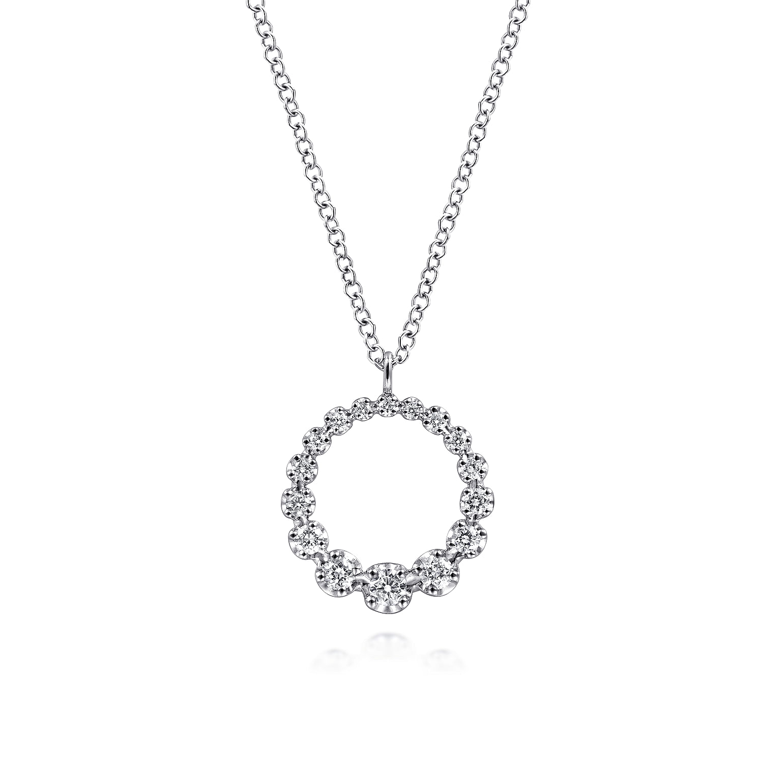 Gabriel - 14K White Gold Diamond Circle Pendant Necklace