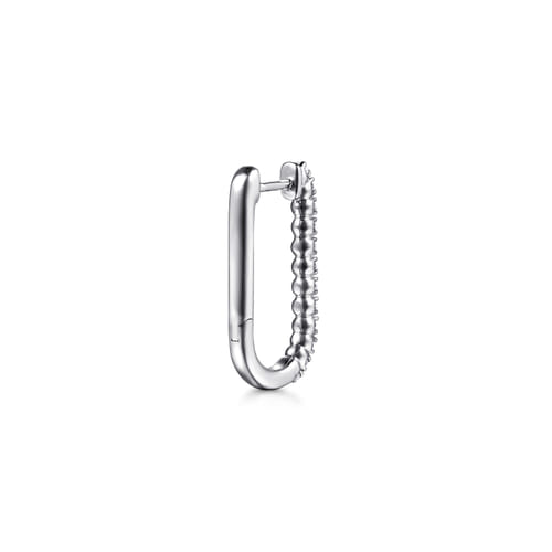 14K White Gold Diamond Classic Elongated Oval Hoop Earrings