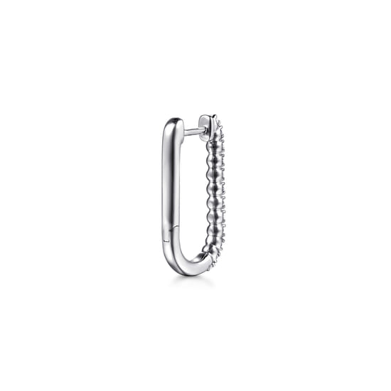 14K White Gold Diamond Classic Elongated Oval Hoop Earrings angle 2