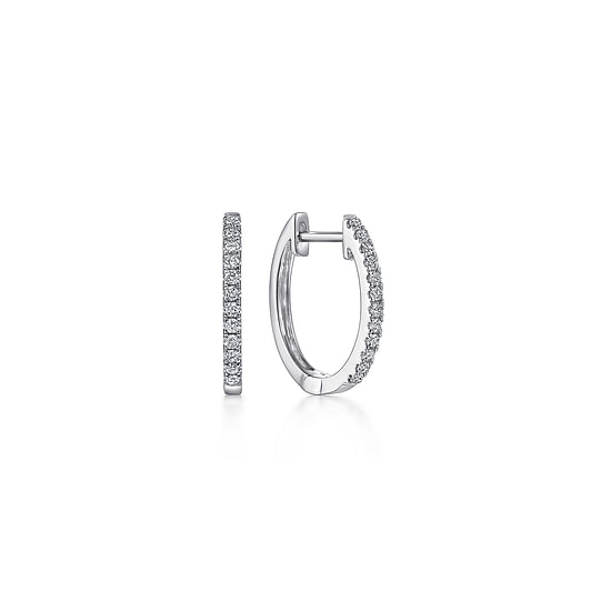 Gabriel - 14K White Gold Diamond Classic Huggie Earrings in 15mm