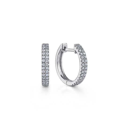 Gabriel - 14K White Gold Diamond Classic Huggies
