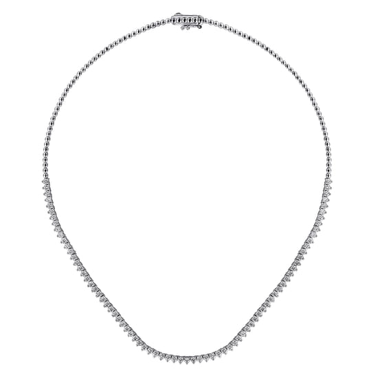 14K White Gold Diamond Classic Tennis Necklace angle 2 14K White Gold Diamond Classic Tennis Necklace angle 2