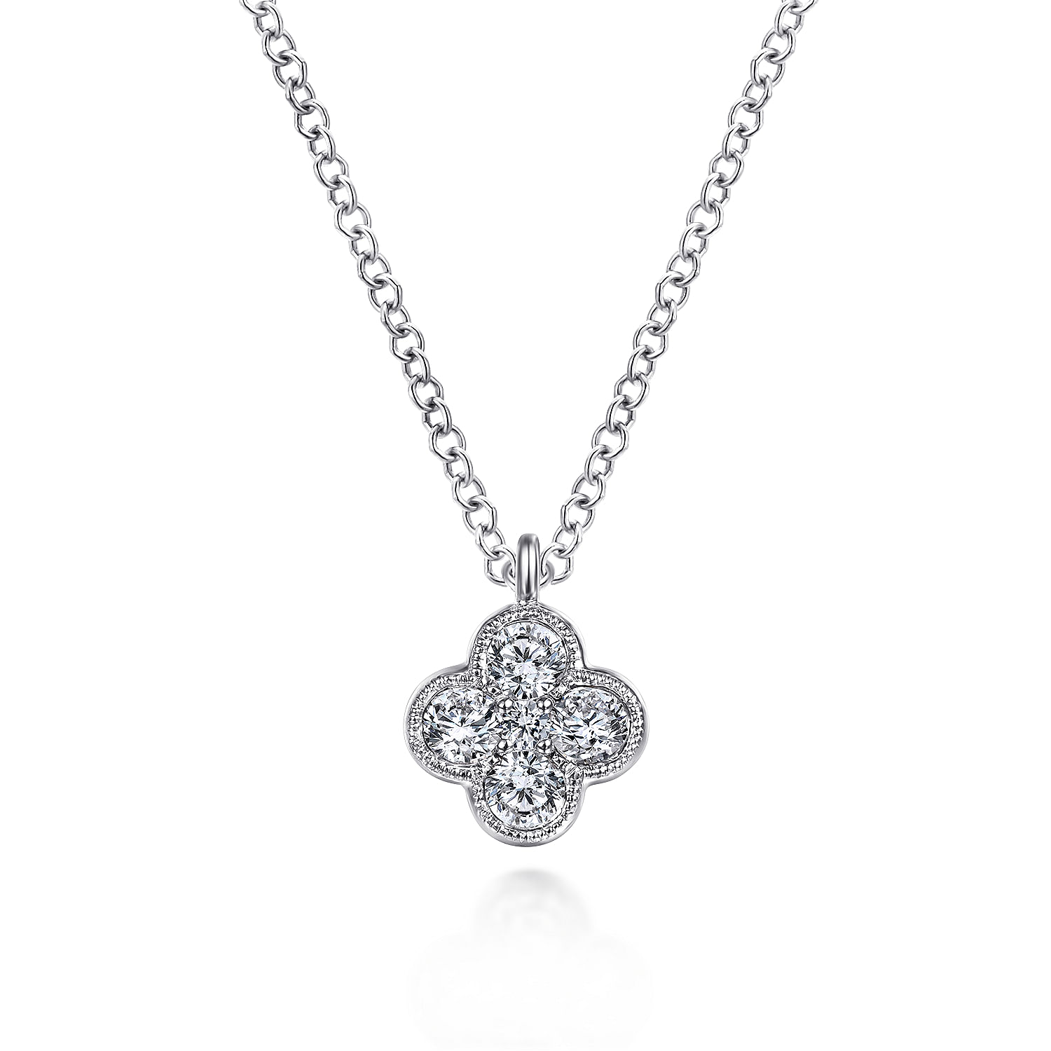 Gabriel - 14K White Gold Diamond Clover Pendant Necklace