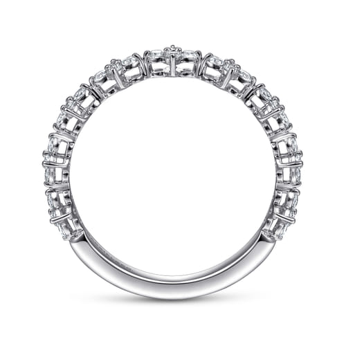14K White Gold Diamond Clover Station Stackable Ring