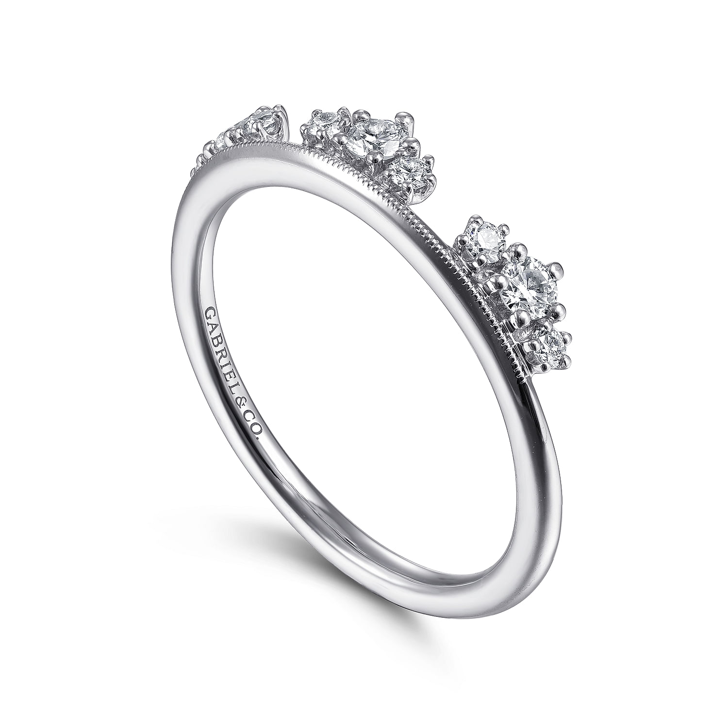 14K White Gold Diamond Cluster Crown Ring