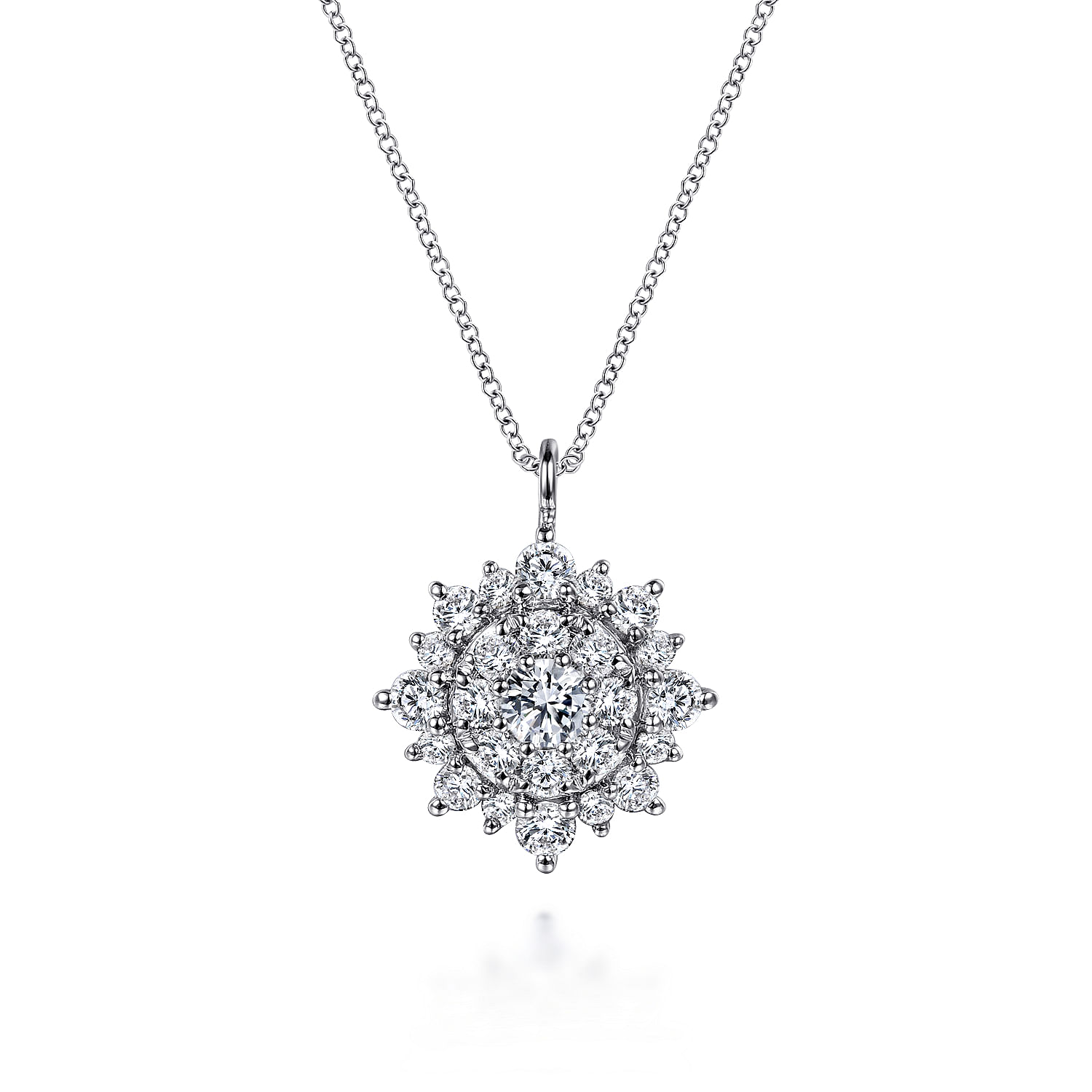 Gabriel - 14K White Gold Diamond Cluster Pendant Necklace