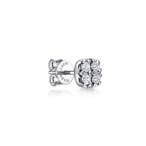 14K White Gold Diamond Cluster Single Stud Earring
