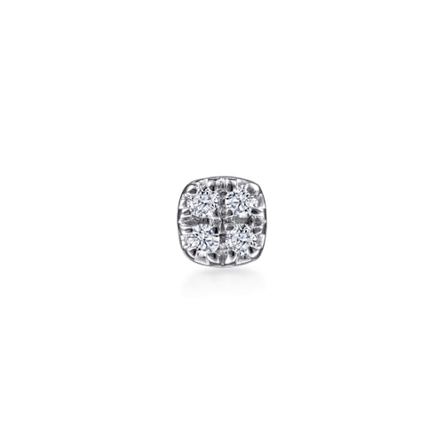 14K White Gold Diamond Cluster Single Stud Earring