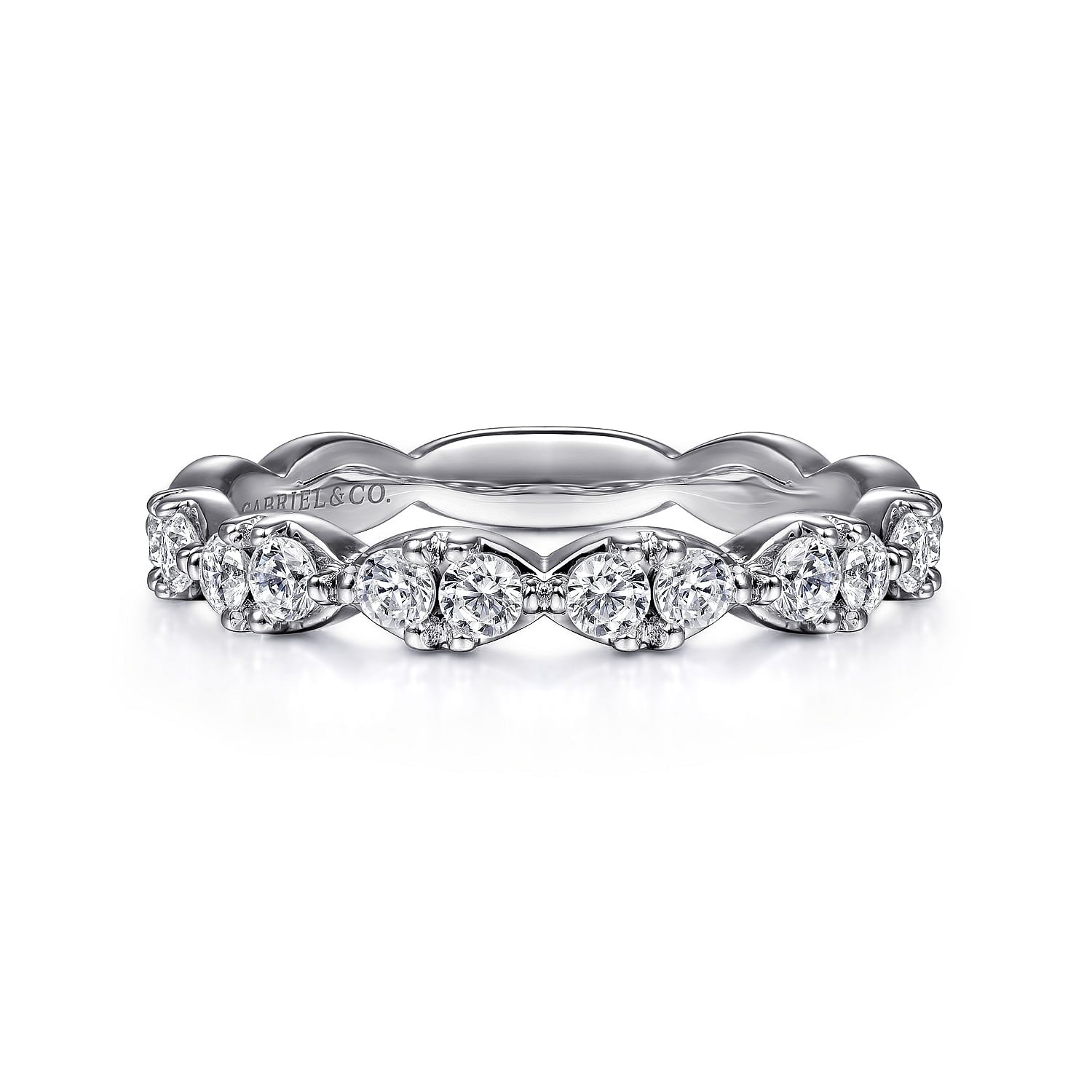 Gabriel - 14K White Gold Diamond Cluster Stackable Ring