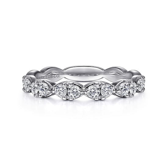 Gabriel - 14K White Gold Diamond Cluster Stackable Ring