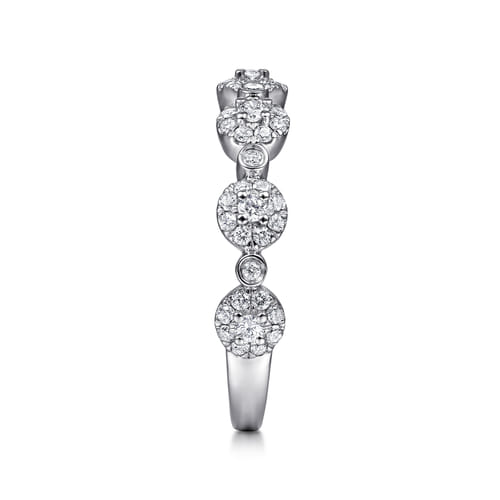 14K White Gold Diamond Cluster Station Stackable Ring