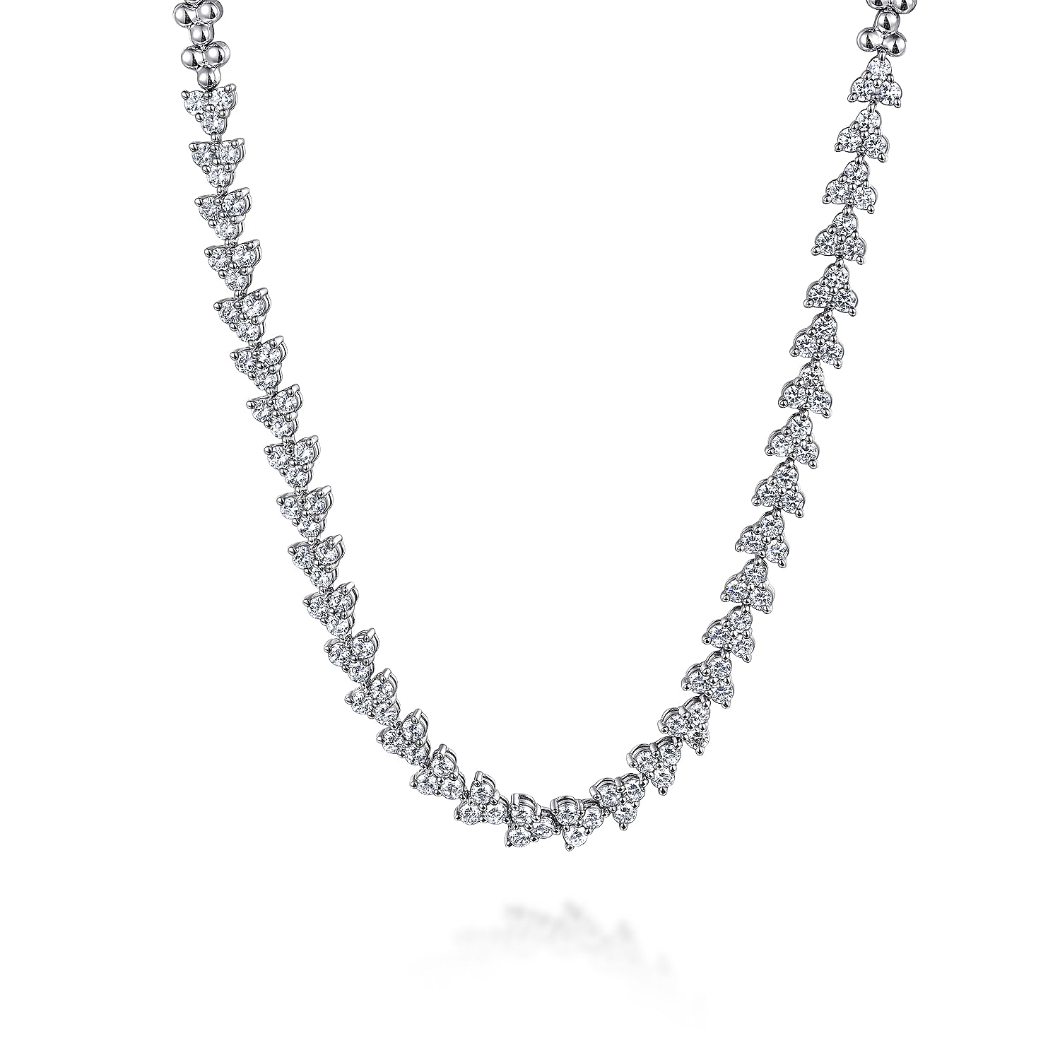 Gabriel - 14K White Gold Diamond Cluster Tennis Necklace