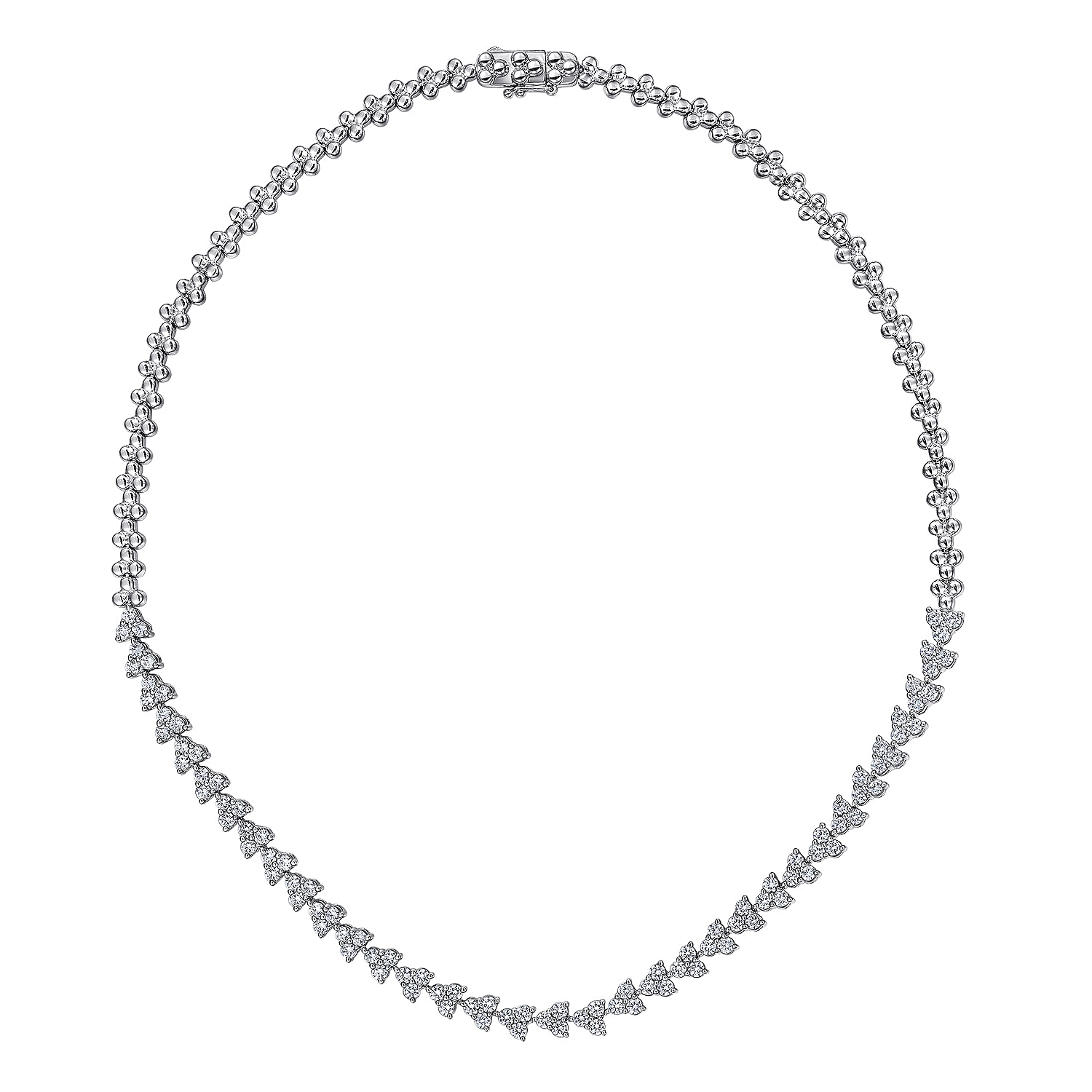 14K White Gold Diamond Cluster Tennis Necklace