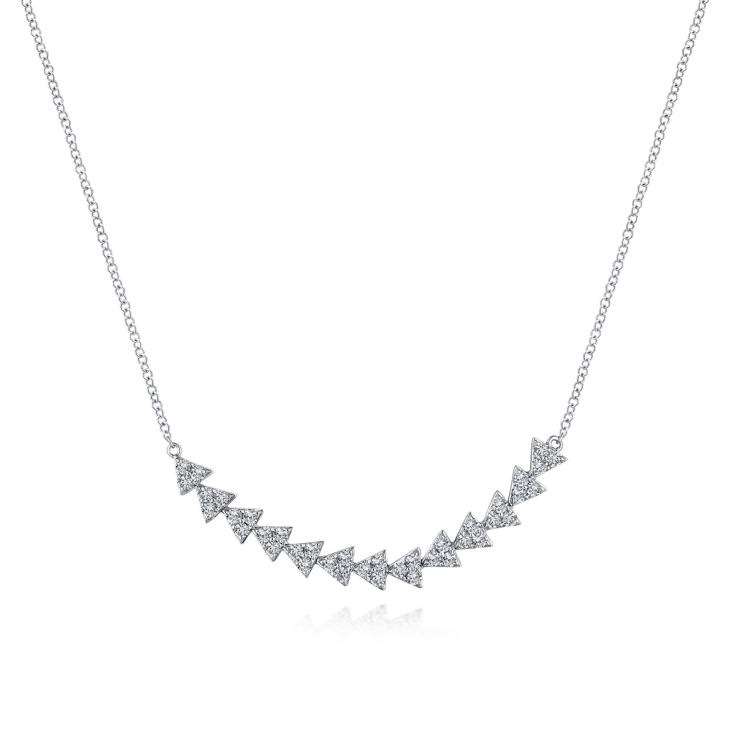 Gabriel - 14K White Gold Diamond Cluster Triangle Station Necklace