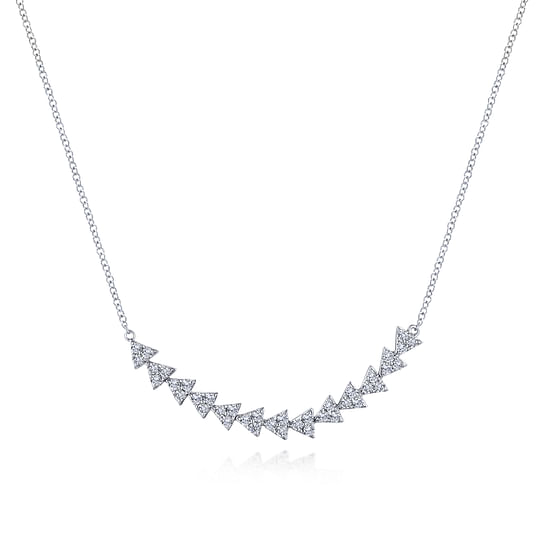 Gabriel - 14K White Gold Diamond Cluster Triangle Station Necklace