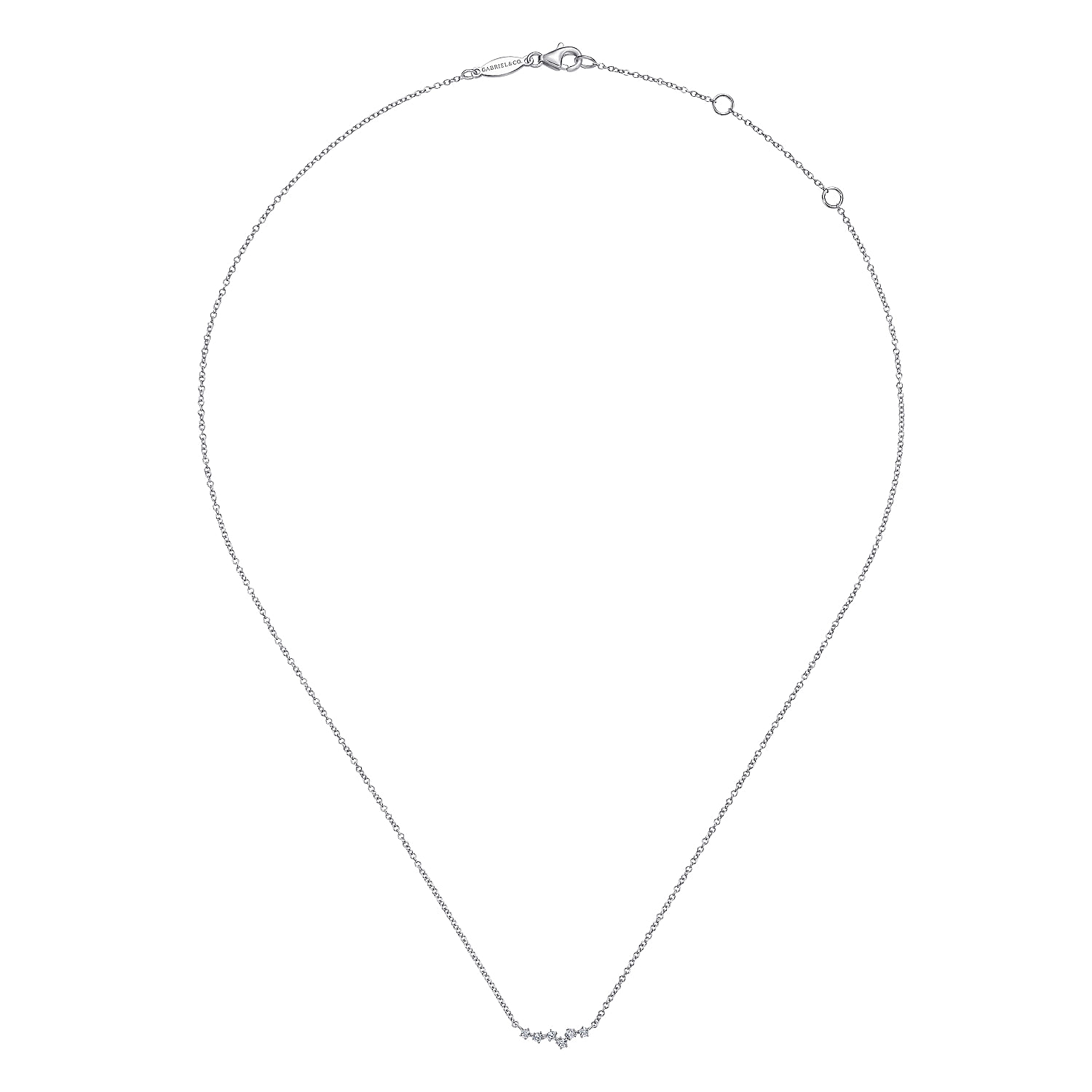 14K White Gold Diamond Constellation Bar Necklace