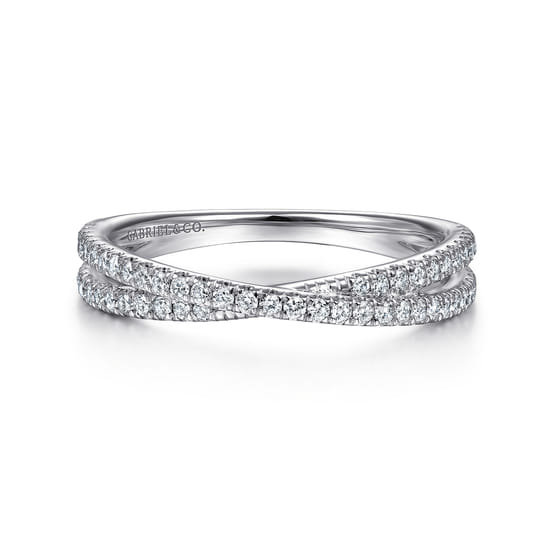 Gabriel - 14K White Gold Diamond Criss Cross Ring