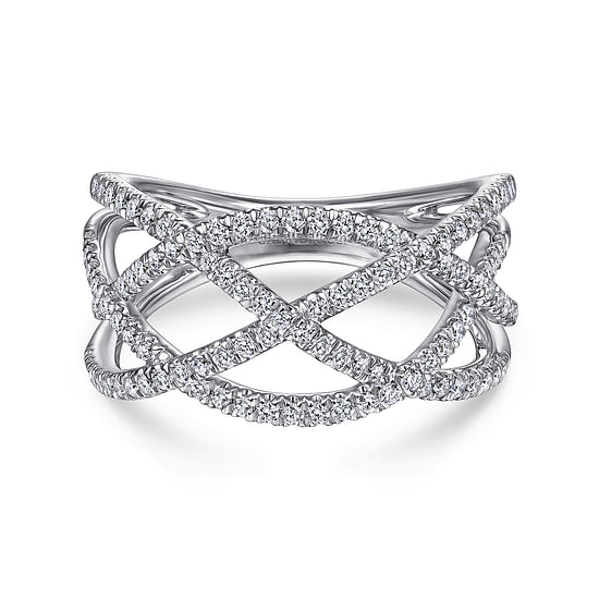 Gabriel - 14K White Gold Diamond Criss Cross Ring