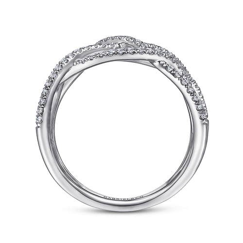 14K White Gold Diamond Criss Cross Ring