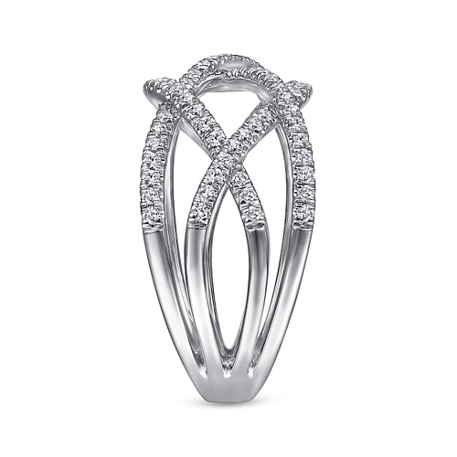 14K White Gold Diamond Criss Cross Ring