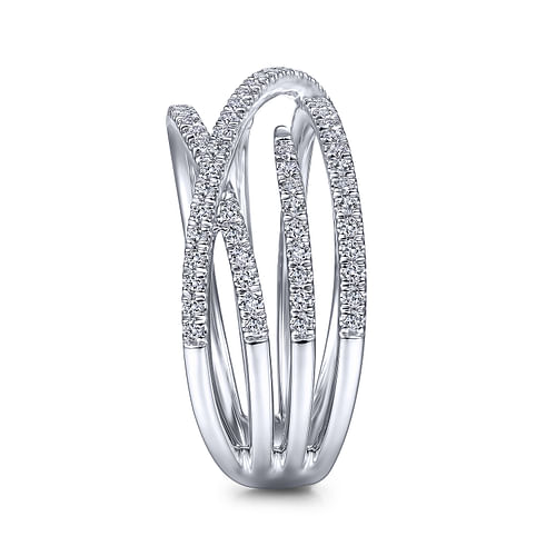 14K White Gold Diamond Criss Cross Ring