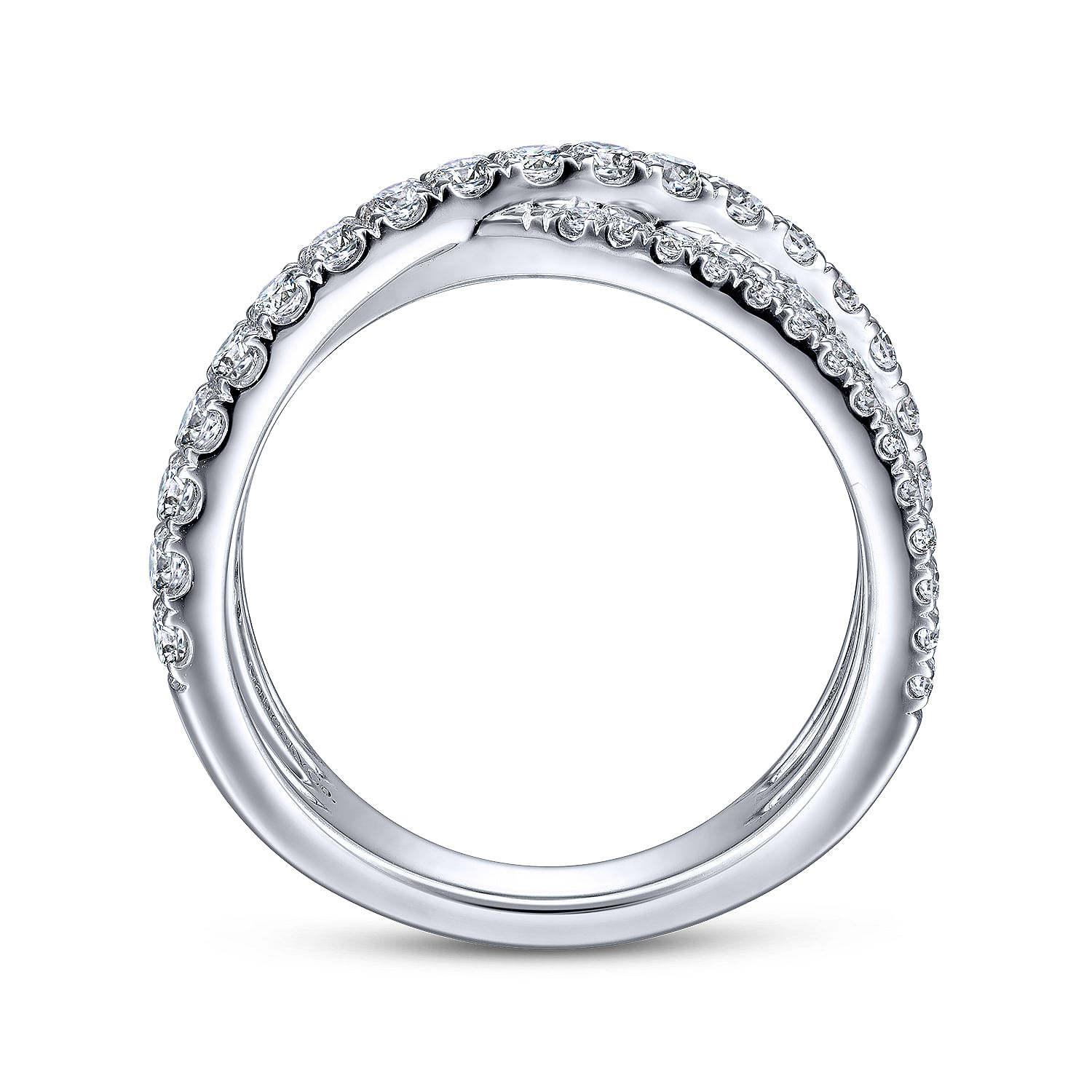 14K White Gold Diamond Criss Cross Ring