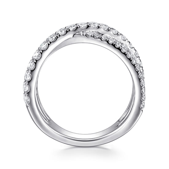14K White Gold Diamond Criss Cross Ring angle 2