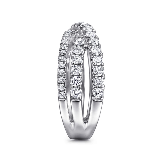 14K White Gold Diamond Criss Cross Ring angle 4