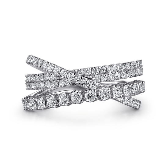 Gabriel - 14K White Gold Diamond Criss Cross Ring