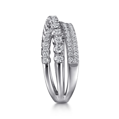 14K White Gold Diamond Criss Cross Ring 14K White Gold Diamond Criss Cross Ring