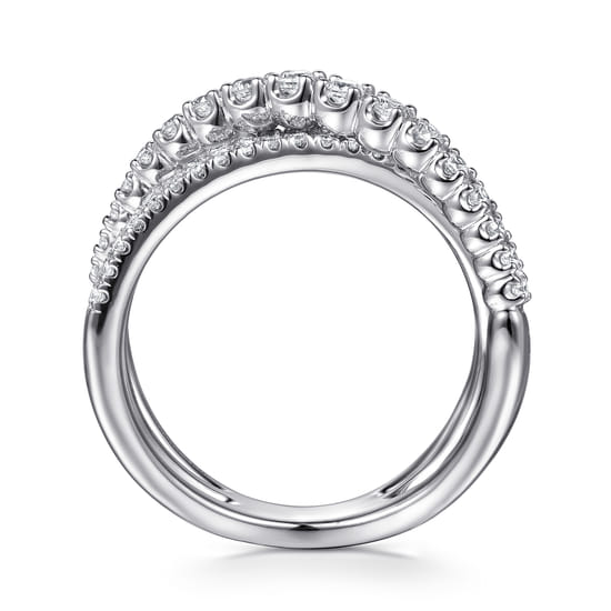 14K White Gold Diamond Criss Cross Ring angle 2