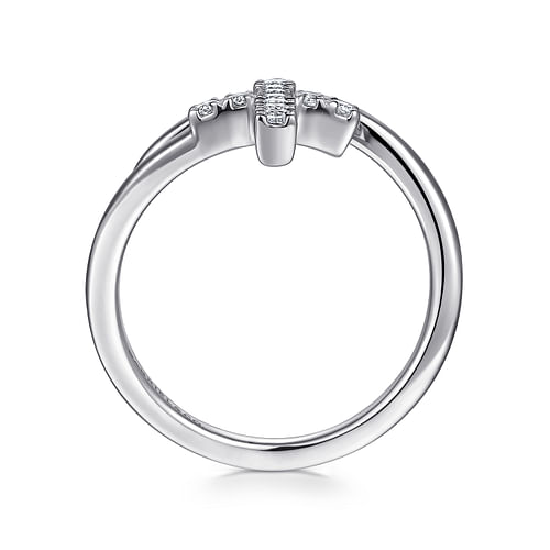 14K White Gold Diamond Cross Bypass Ring