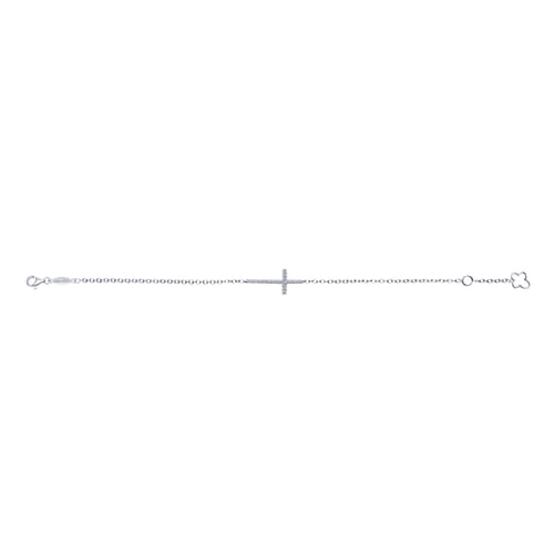 14K White Gold Diamond Cross Chain Bracelet