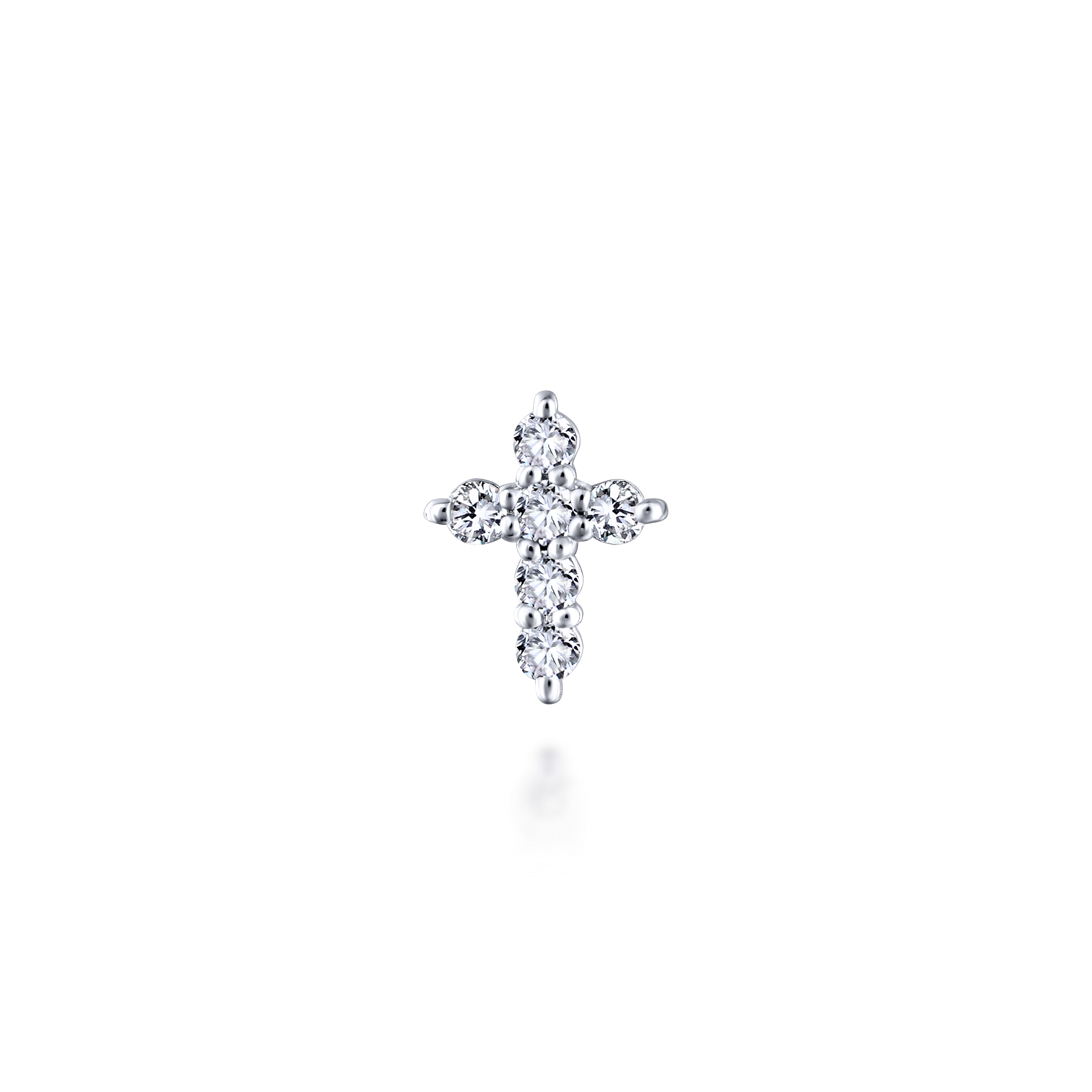 14K White Gold Diamond Cross Locket Charm