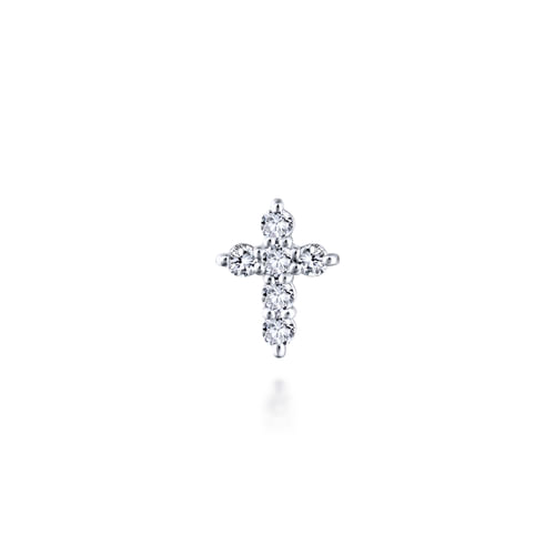14K White Gold Diamond Cross Locket Charm