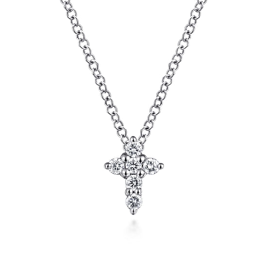 Gabriel - 14K White Gold Diamond Cross Necklace