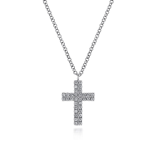 Gabriel - 14K White Gold Diamond Cross Pendant Necklace