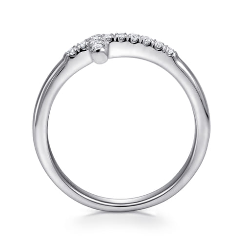 14K White Gold Diamond Cross Ring
