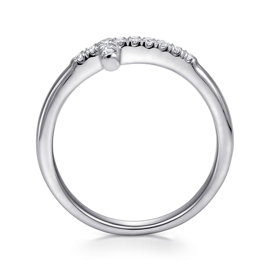 14K White Gold Diamond Cross Ring angle 2