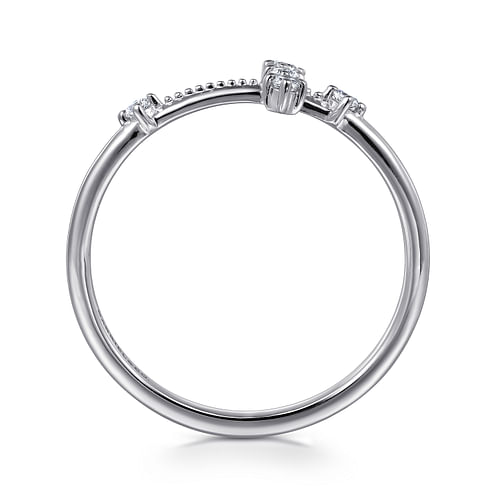 14K White Gold Diamond Cross Ring