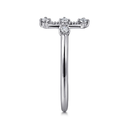 14K White Gold Diamond Cross Ring