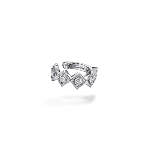 14K White Gold Diamond Cuff Earring