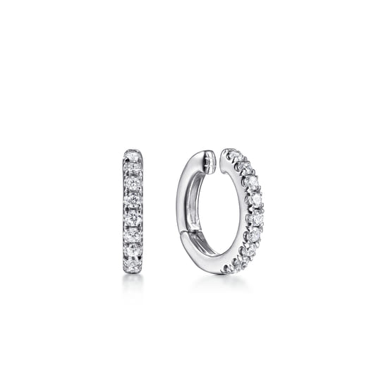 14K White Gold Diamond Cuff Earring angle 2