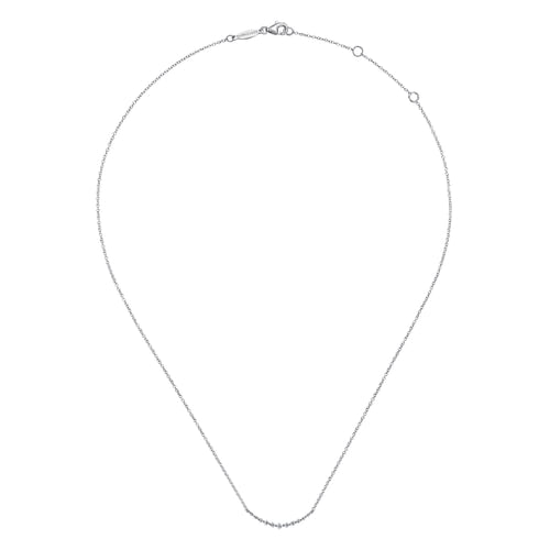 14K White Gold Diamond Curved Bar Necklace