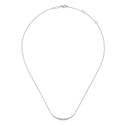14K White Gold Diamond Curved Bar Necklace
